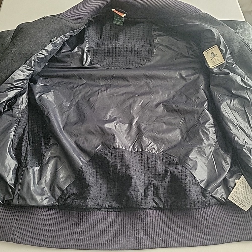 Nike Destroyer Bomber Jacket Mens S Blacked Out  Leather & Wool 485059-010 - Picture 6 of 12